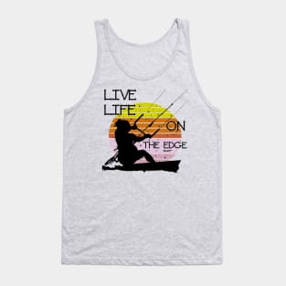 Vintage Sunset Retro Sunrise Black Kitesurfer Silhouette 5 Tank Top